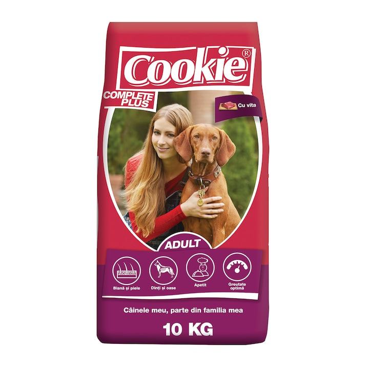 Hrana uscata pentru caini Cookie, Complete Plus Adult, Vita 10kg