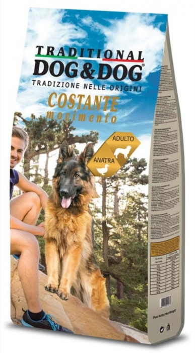 Hrana uscata pentru caini DogDog Traditional cu Rata Miscare Constanta 10kg