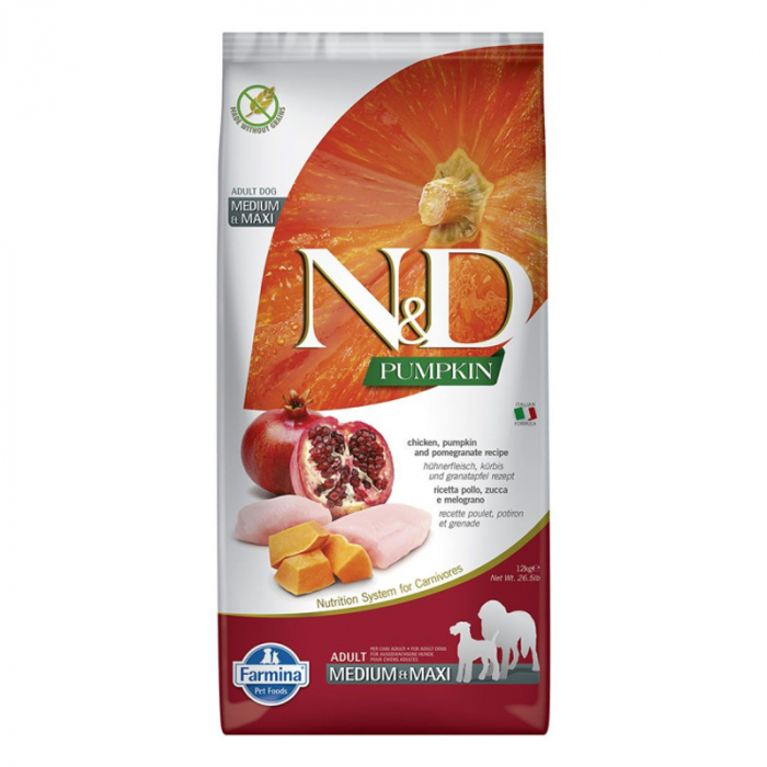 Hrana uscata pentru caini Farmina ND Adult Medium Maxi cu pui, rodie dovleac 12 kg