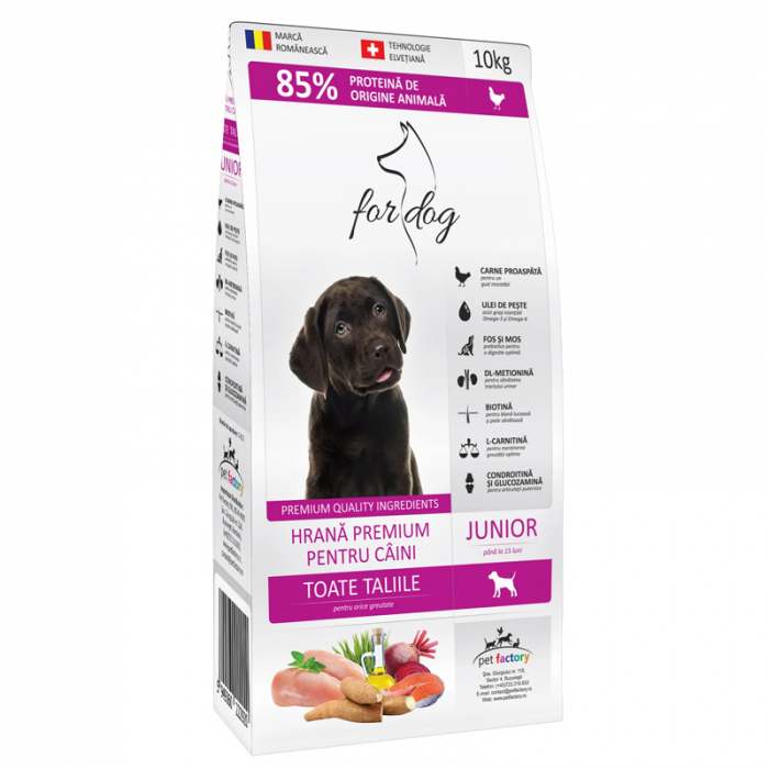Hrana uscata pentru caini For Dog Junior cu pui 10 kg
