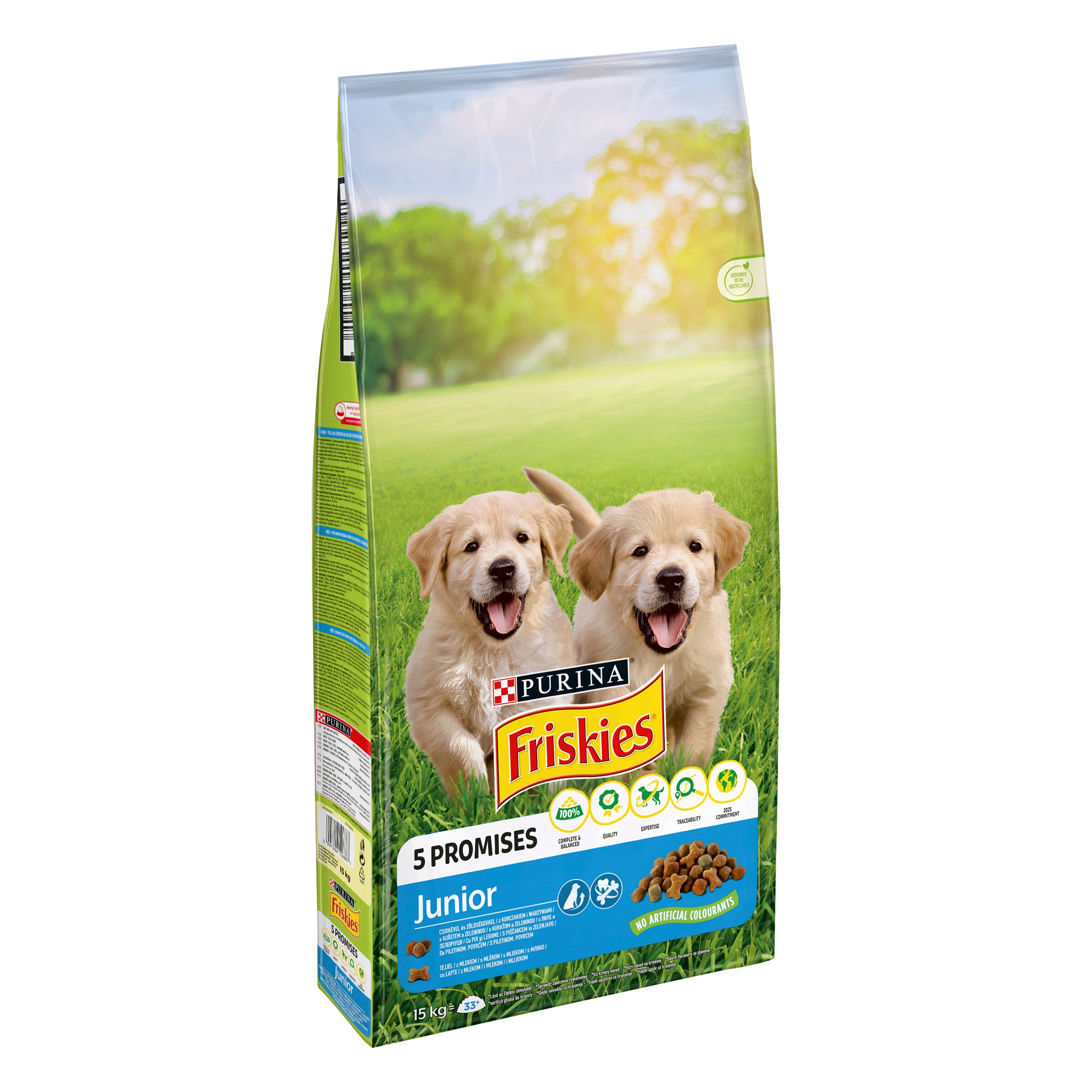 Hrana uscata pentru caini Friskies Junior, Pui & Legume 15kg