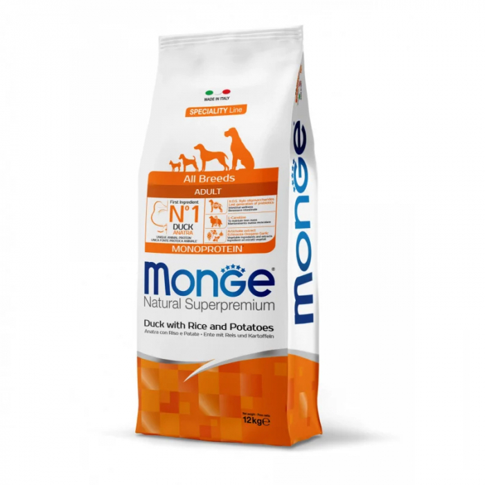 Hrana uscata pentru caini Monge Natural Superpremium Adult cu rata 12 kg