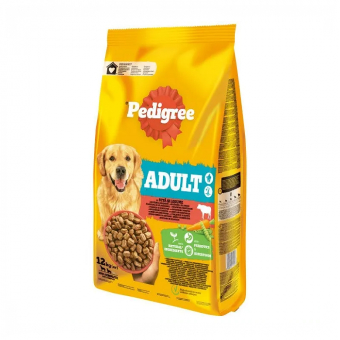 Hrana uscata pentru caini Pedigree Adult cu vita legume 12 kg