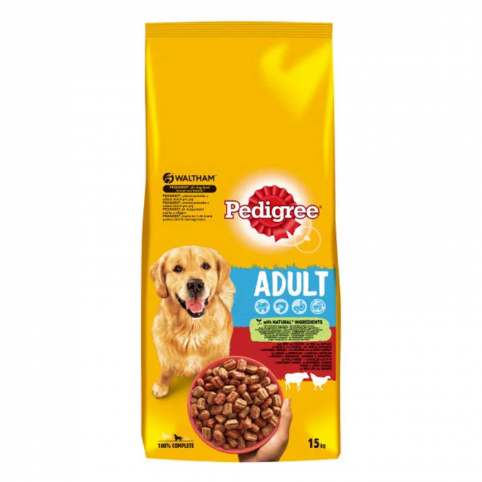 Hrana uscata pentru caini Pedigree Adult cu vita pasare 15 kg