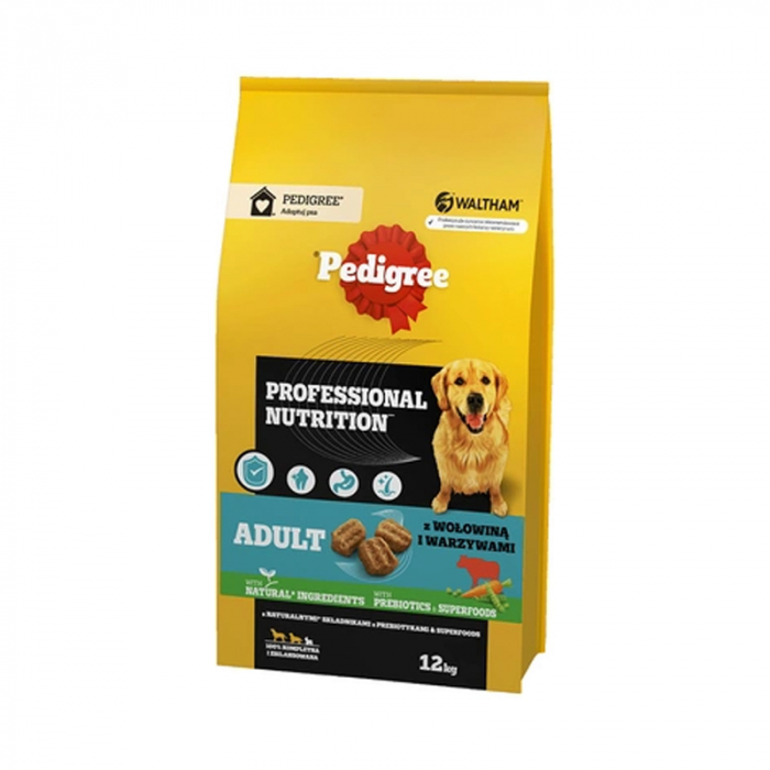 Hrana uscata pentru caini Pedigree Adult Professional Nutrition cu vita legume 12 kg