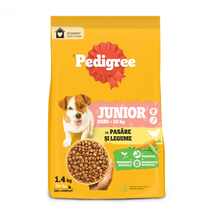 Hrana uscata pentru caini Pedigree Junior cu pasare legume 1,4 kg