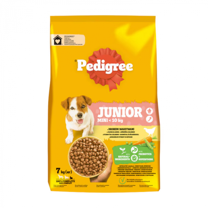 Hrana uscata pentru caini Pedigree Junior cu pui legume 7 kg