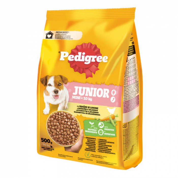 Hrana uscata pentru caini Pedigree Junior XS-S cu pasare legume 500 gr