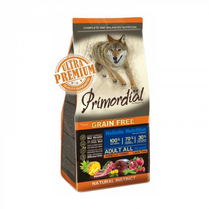 Hrana uscata pentru caini Primordial Grain-Free cu ton miel 12 kg