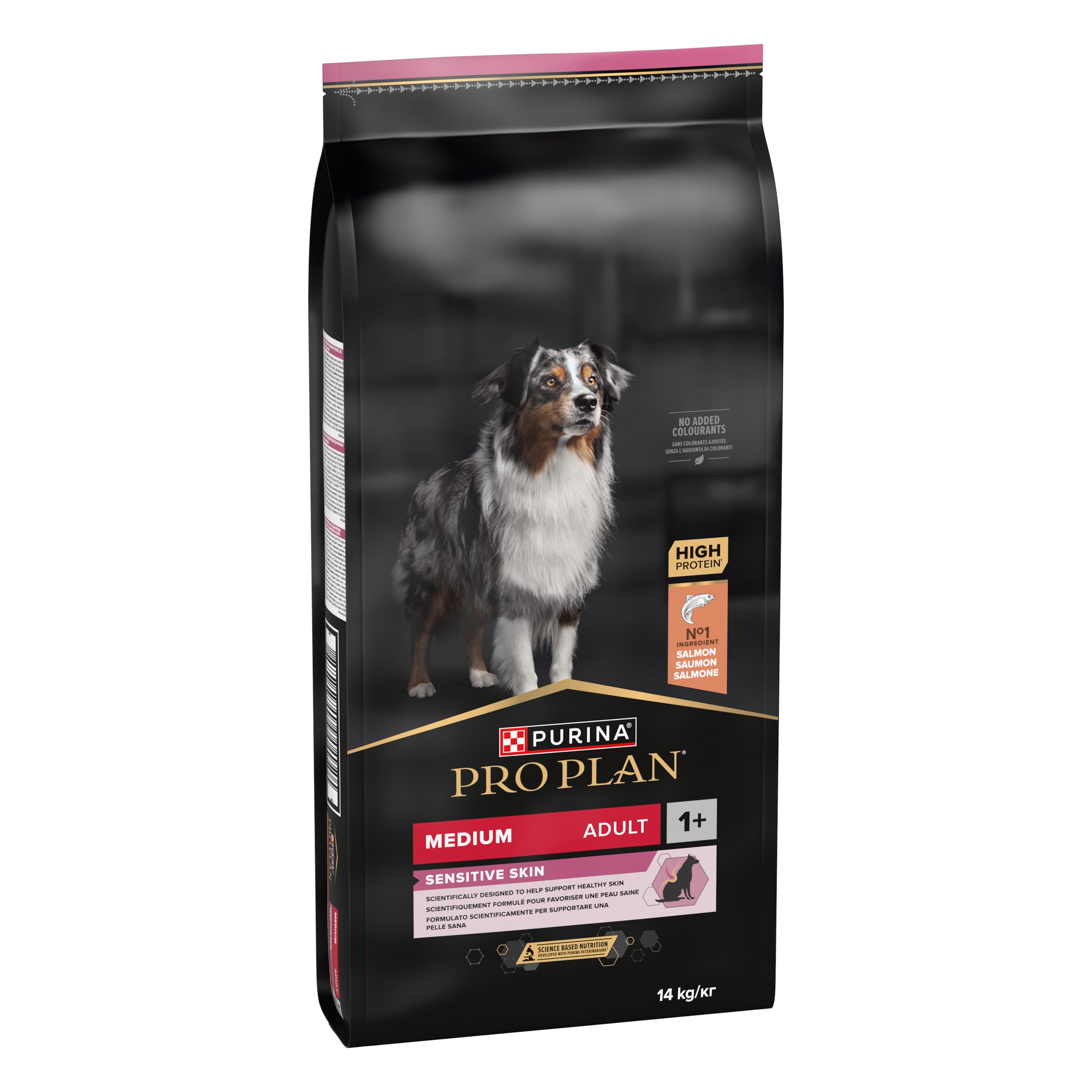 Hrana uscata pentru caini Pro Plan Medium Adult, Piele Sensibila, Somon 14kg