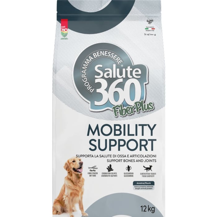 Hrana uscata pentru caini Salute 360 Fiber Plus Mobility Support cu rata 12 kg
