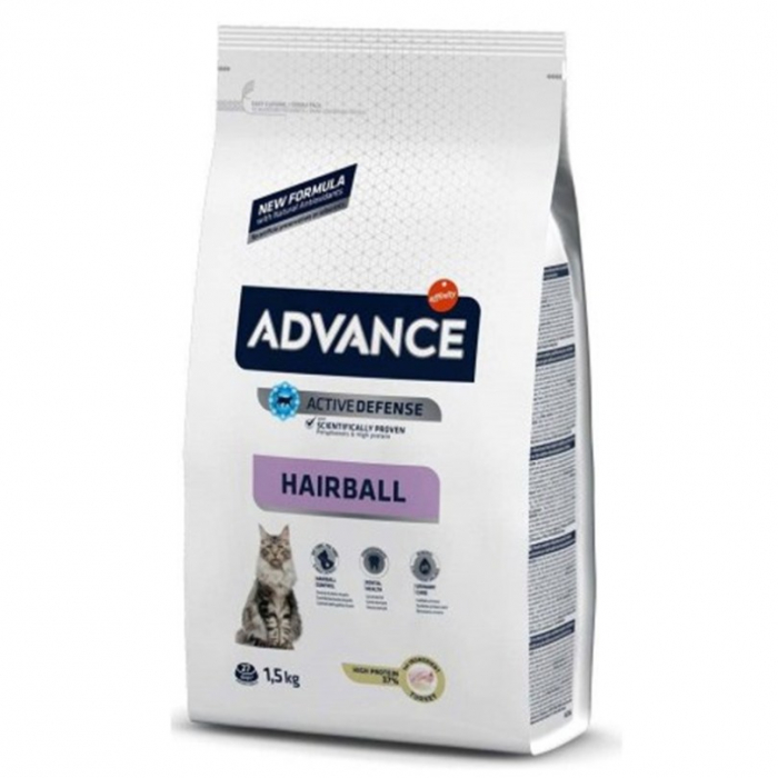 Hrana uscata pentru pisici Advance Hairball cu curcan orez 1,5 kg