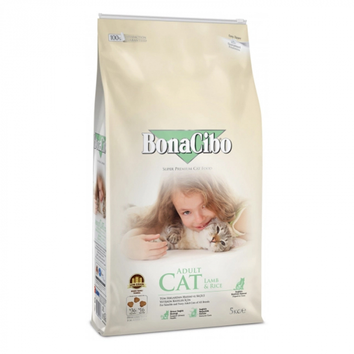 Hrana uscata pentru pisici Bona Cibo Adult cu miel orez 5 kg
