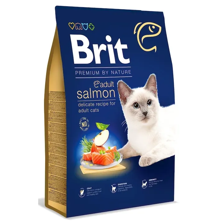 Hrana uscata pentru pisici Brit Premium by Nature Adult cu somon 8 kg