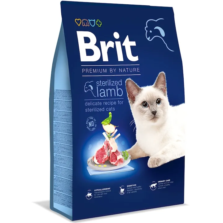 Hrana uscata pentru pisici Brit Premium by Nature Sterilized cu miel 8 kg