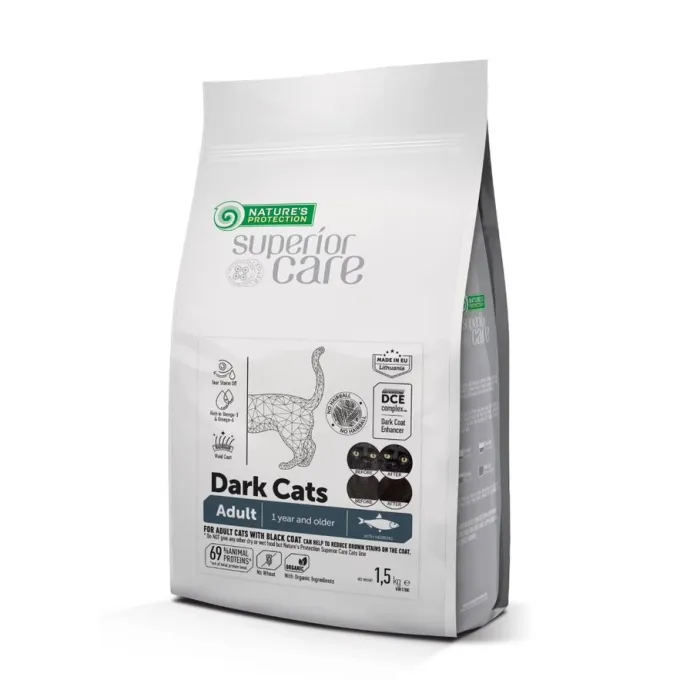 Hrana uscata pentru pisici NP Superior Care Blana Inchisa cu hering 1,5 kg