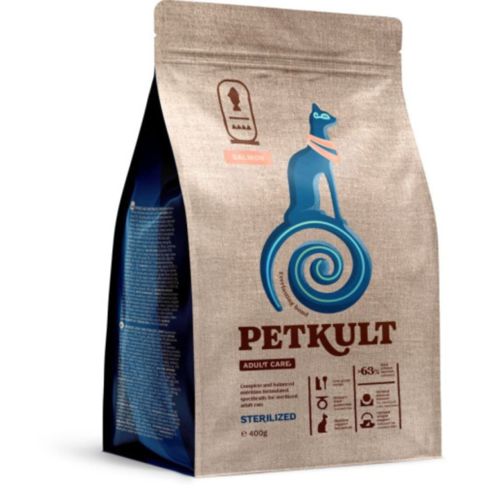 Hrana uscata pentru pisici Petkult Adult Care Sterilized pentru pisici cu continut ridicat de Somon 400gr