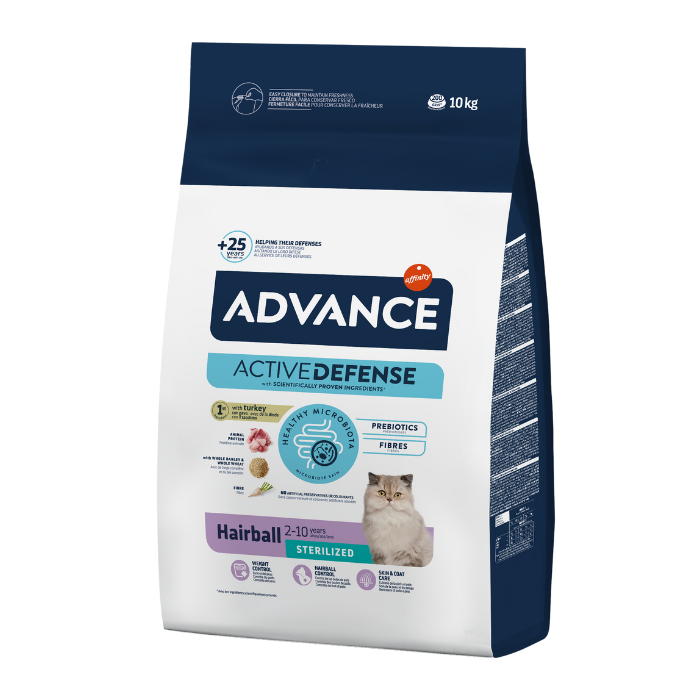 Hrana uscata pentru pisici sterilizate Advance Hairball Sterilised, Curcan, 10 kg