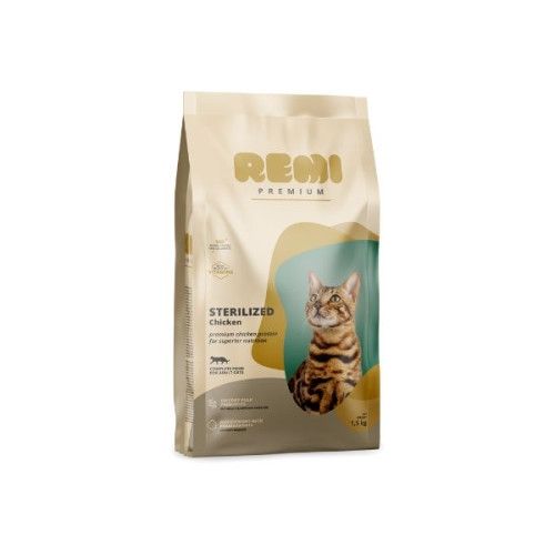 Hrana Uscata Pisici, Remi Premium Adult Sterilizat cu Pui, 1.5 kg