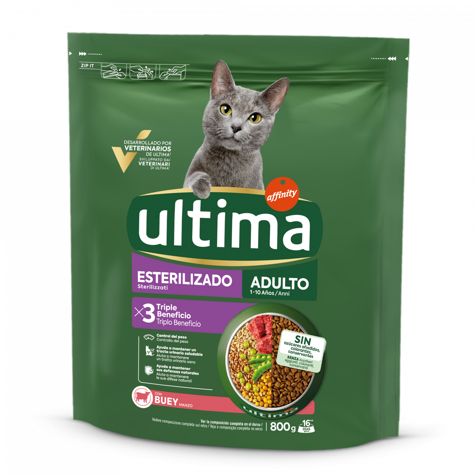 Hrana uscata pisici, Ultima Cat, Adult Sterilizat Vita, 800 g