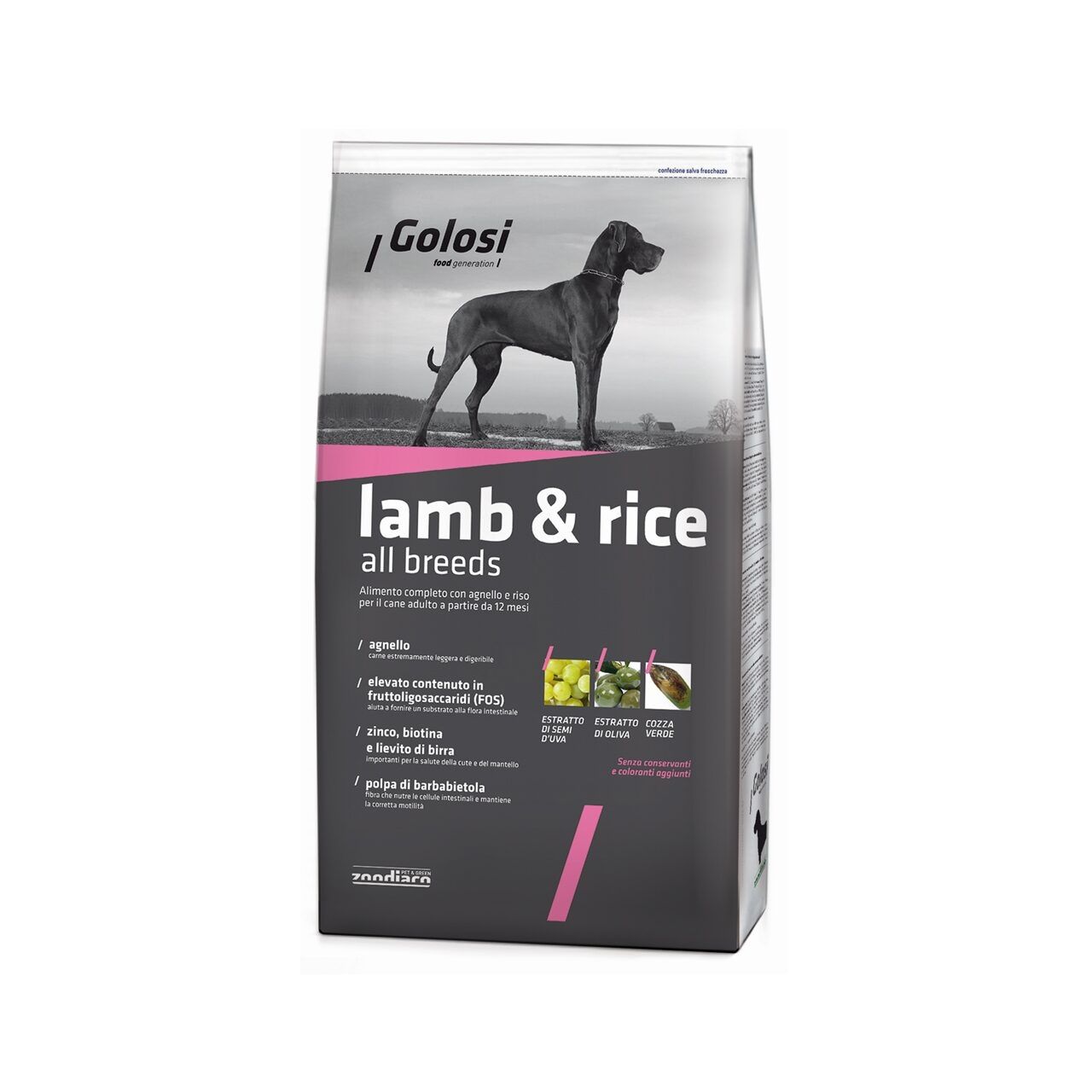 Hrana uscata premium caini, Golosi Dog Lamb & Rice All Breeds, 3 kg