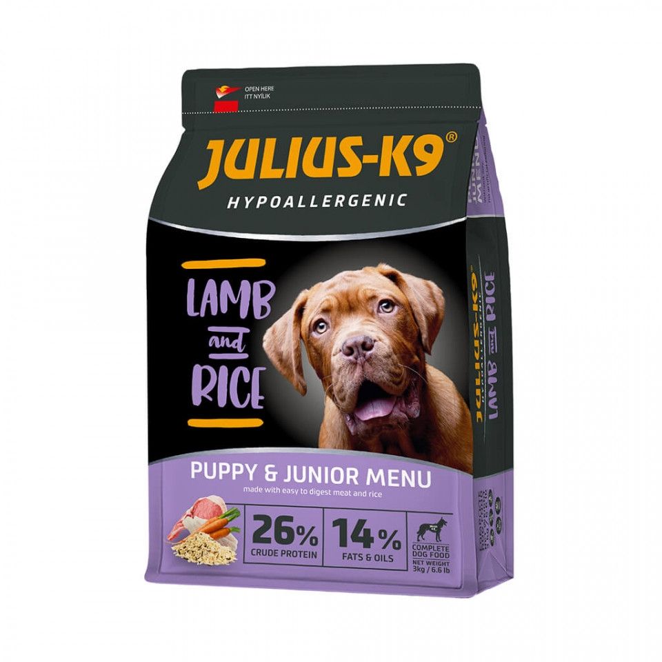 Hrana uscata premium hipoalergenica caini, Julius K9 Puppy, Miel & Orez, 12 kg