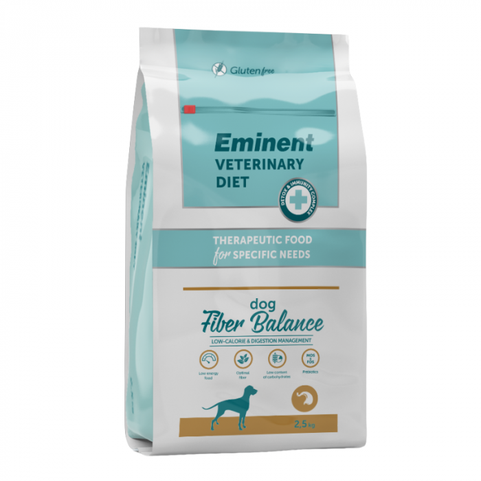 Hrana uscata terapeutica pentru caini Eminent Veterinary Diet, Dog Fiber Balance, Porc, 2.5kg