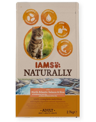 IAMS Naturally Adult Cat with North Atlantic Salmon &amp; Rice 2,7 kg hrana pisica adulta