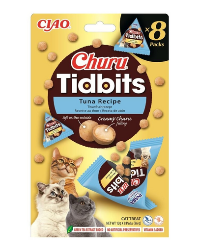INABA Cat Churu Tidbits Rețetă cu Ton 8×12 g gustări moi și cremoase cu ton pentru pisici