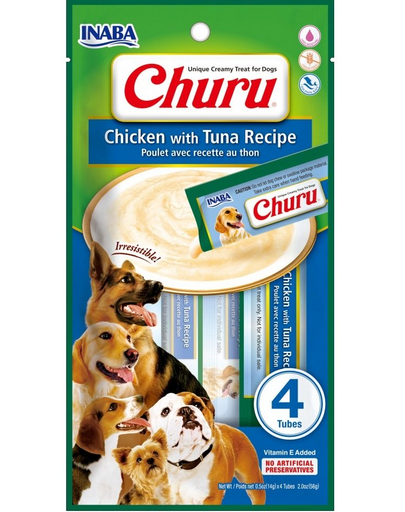 INABA Churu Chicken with tuna 4x14g recompense Churu caini, pui si ton