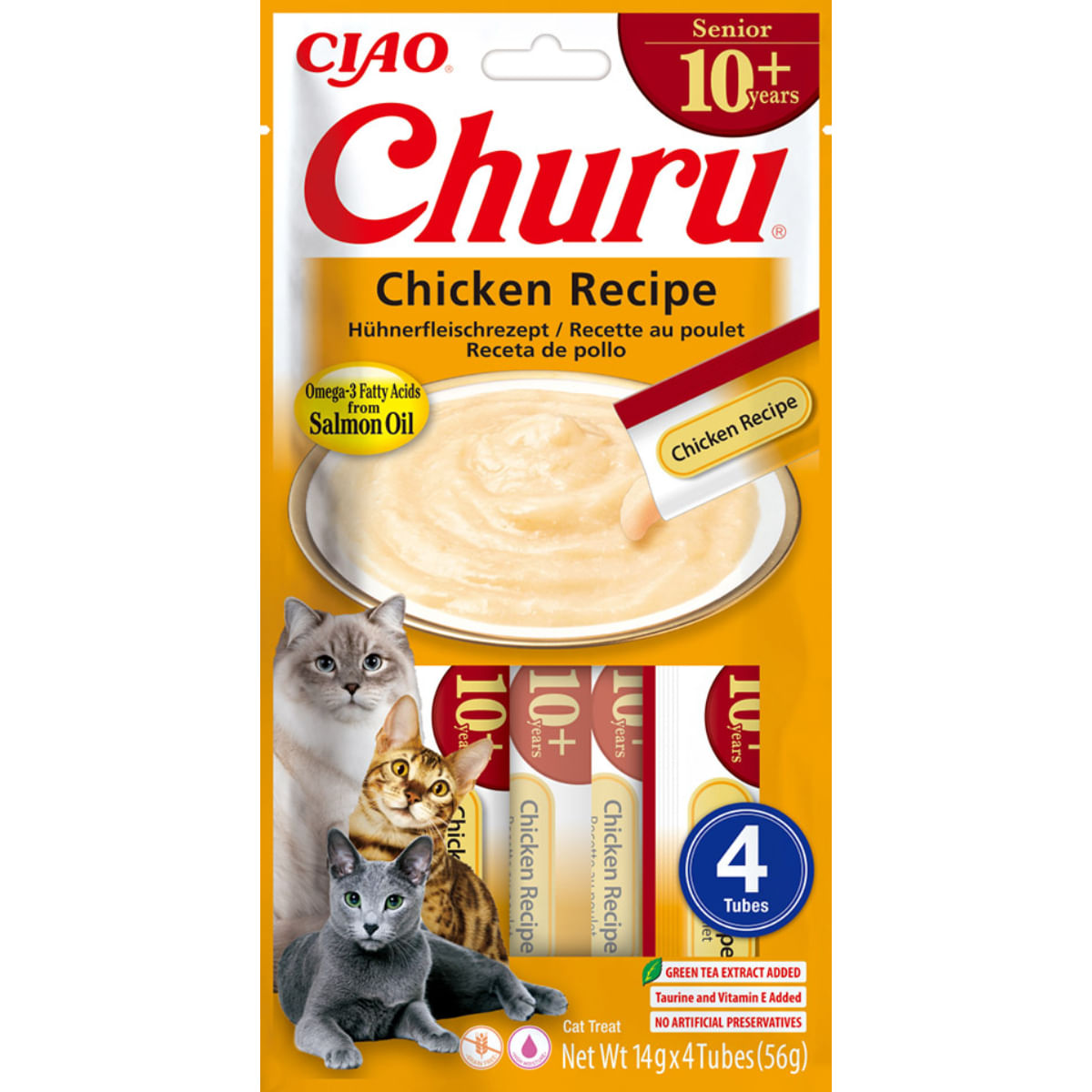 INABA Churu Creamy Senior, Pui, plic recompense fără cereale pisici senior, (piure), 56g - poza 1