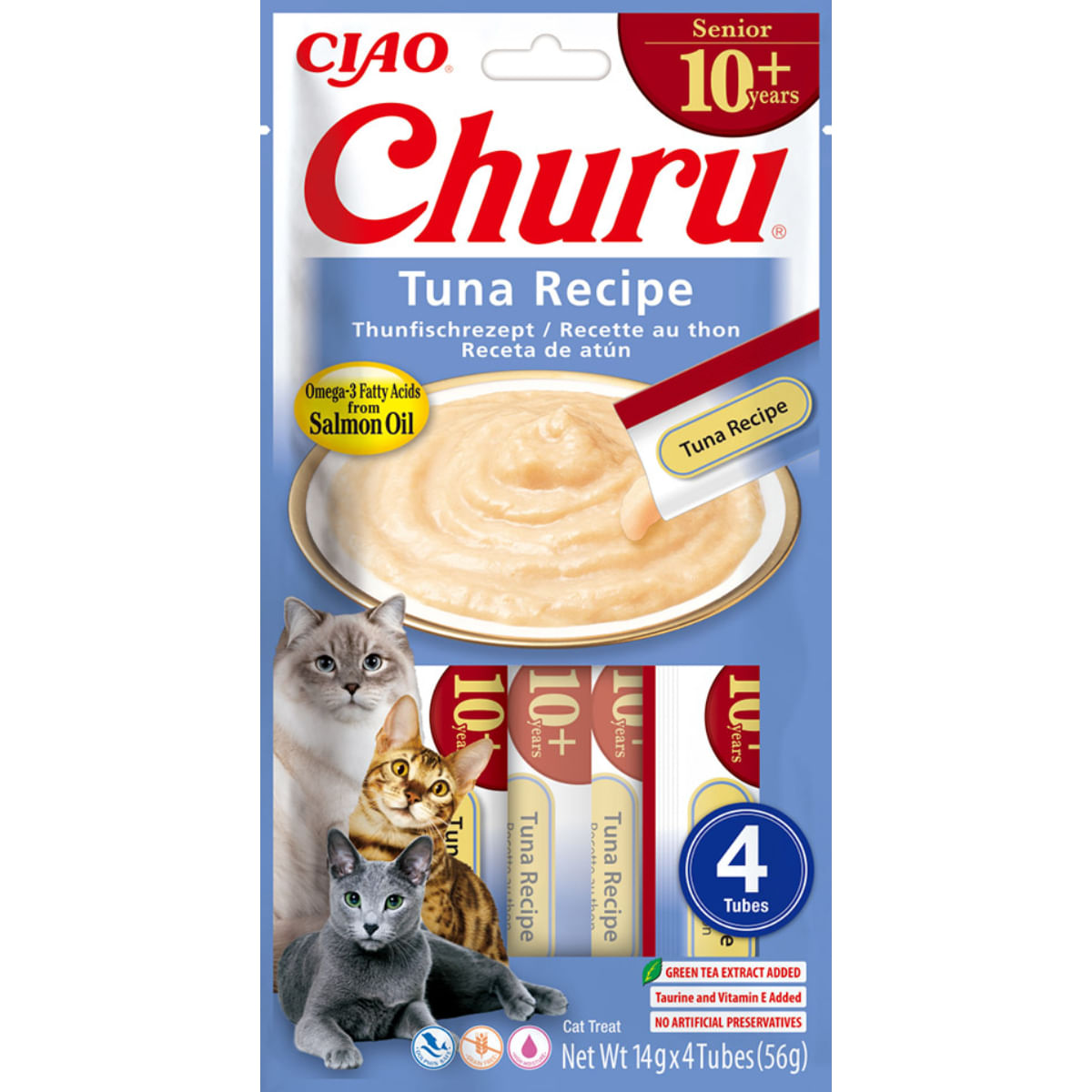 INABA Churu Creamy Senior, Ton, plic recompense fără cereale pisici senior, (piure), 56g - poza 1