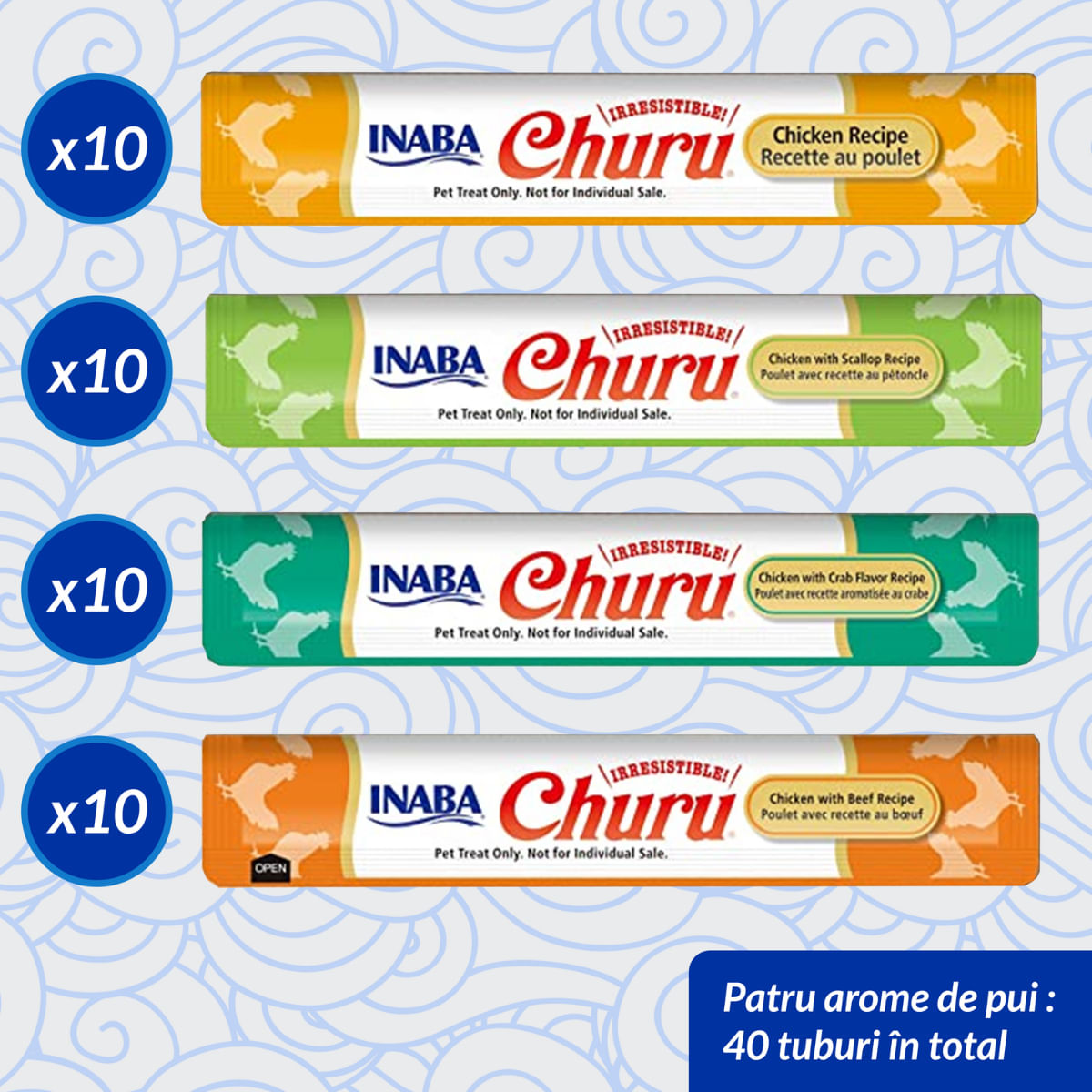 INABA Churu Creamy Varieties, Pui, cutie recompense fără cereale pisici, (piure), 560g - poza 3