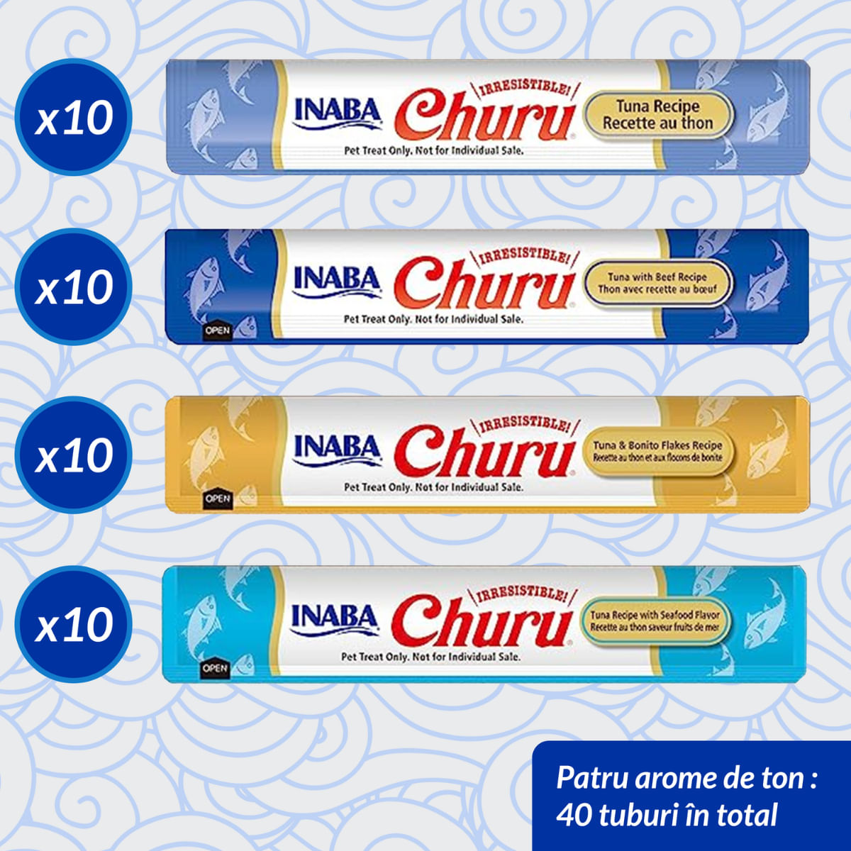 INABA Churu Creamy Varieties, Ton, cutie recompense fără cereale pisici, (piure), 560g - poza 3