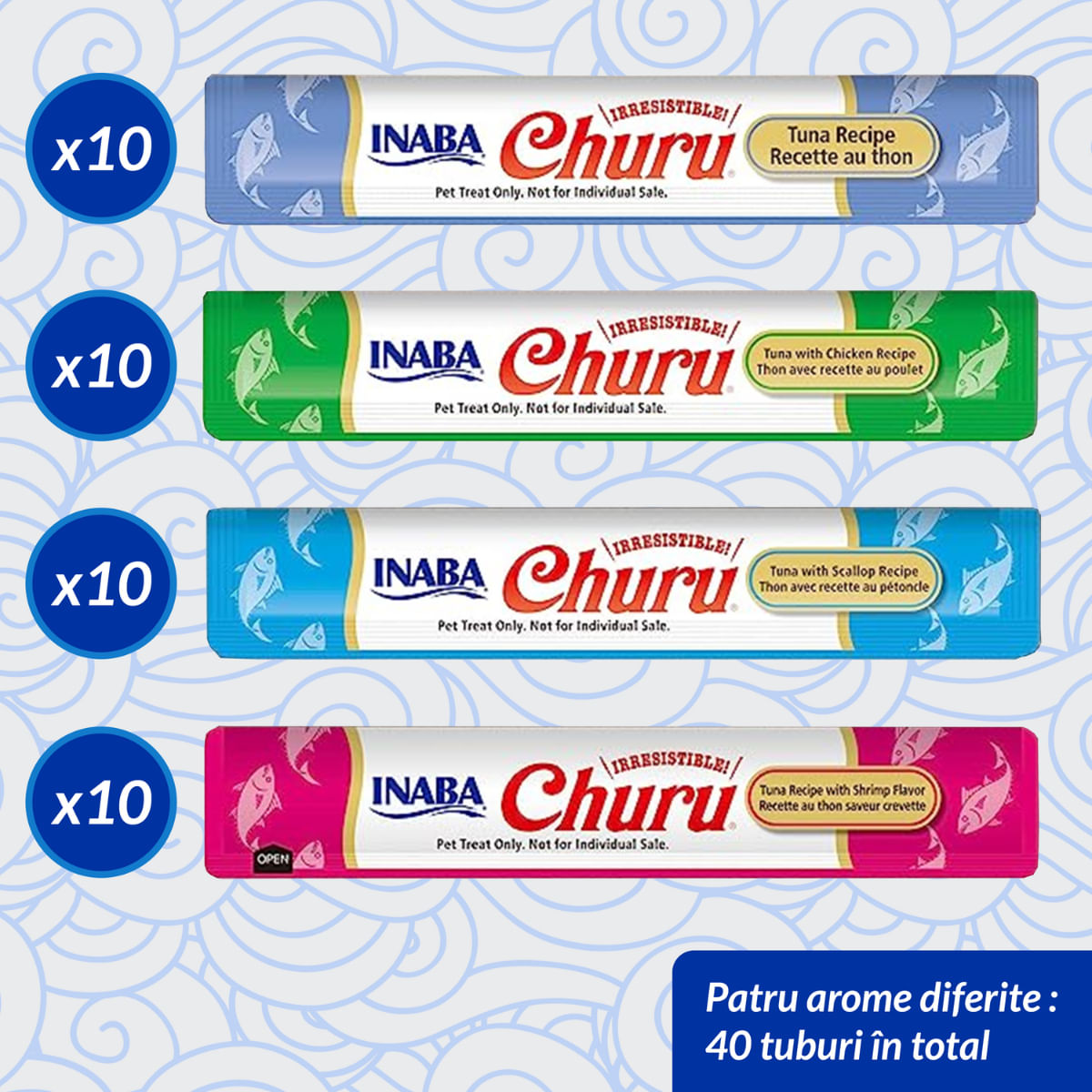 INABA Churu Creamy Varieties, Ton și Fructe de Mare, cutie recompense fără cereale pisici, (piure), 560g - poza 3