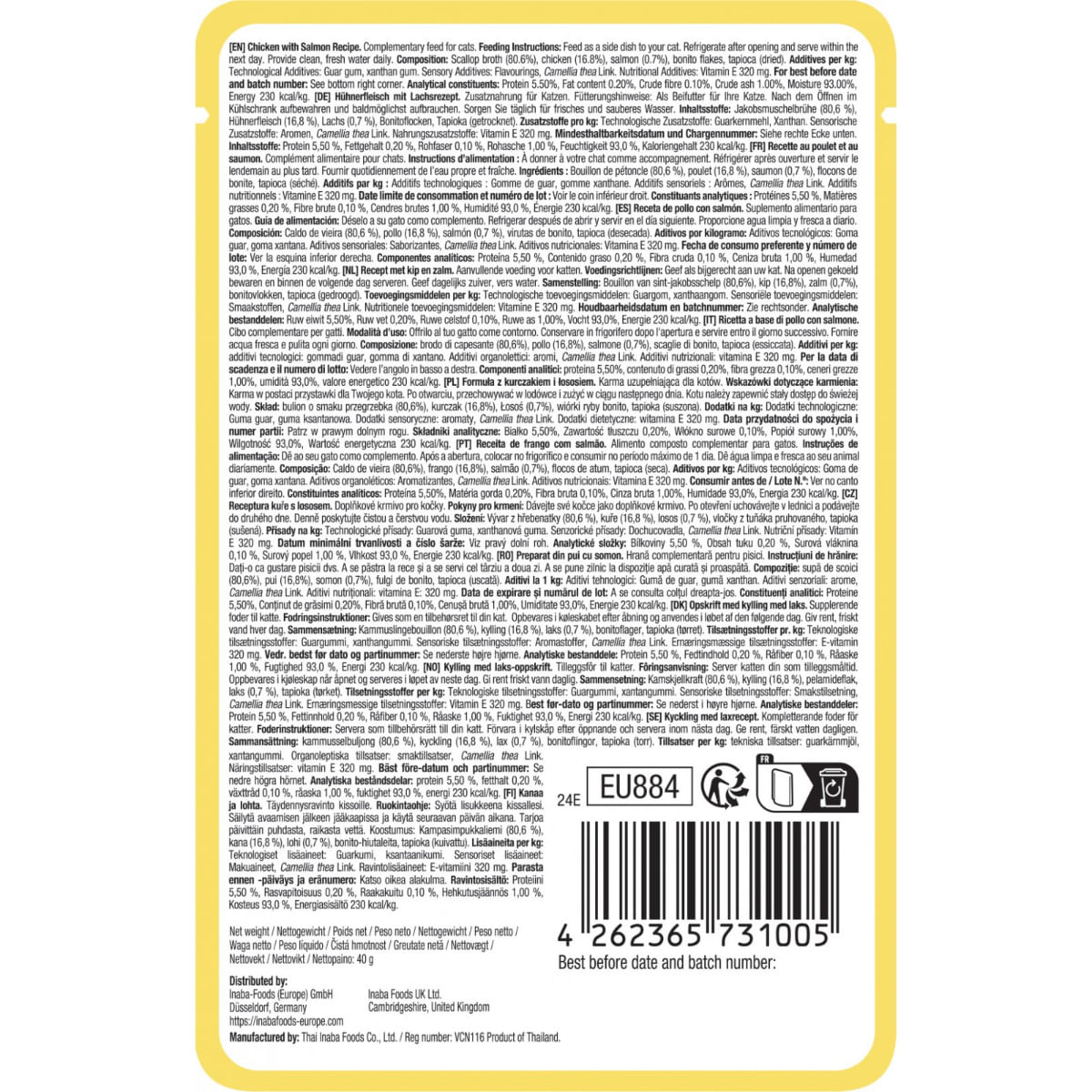 INABA Churu Dashi Delights Silky Broth, Pui și Somon, plic hrană umedă fără cereale pisici, (topping), 40g - poza 3