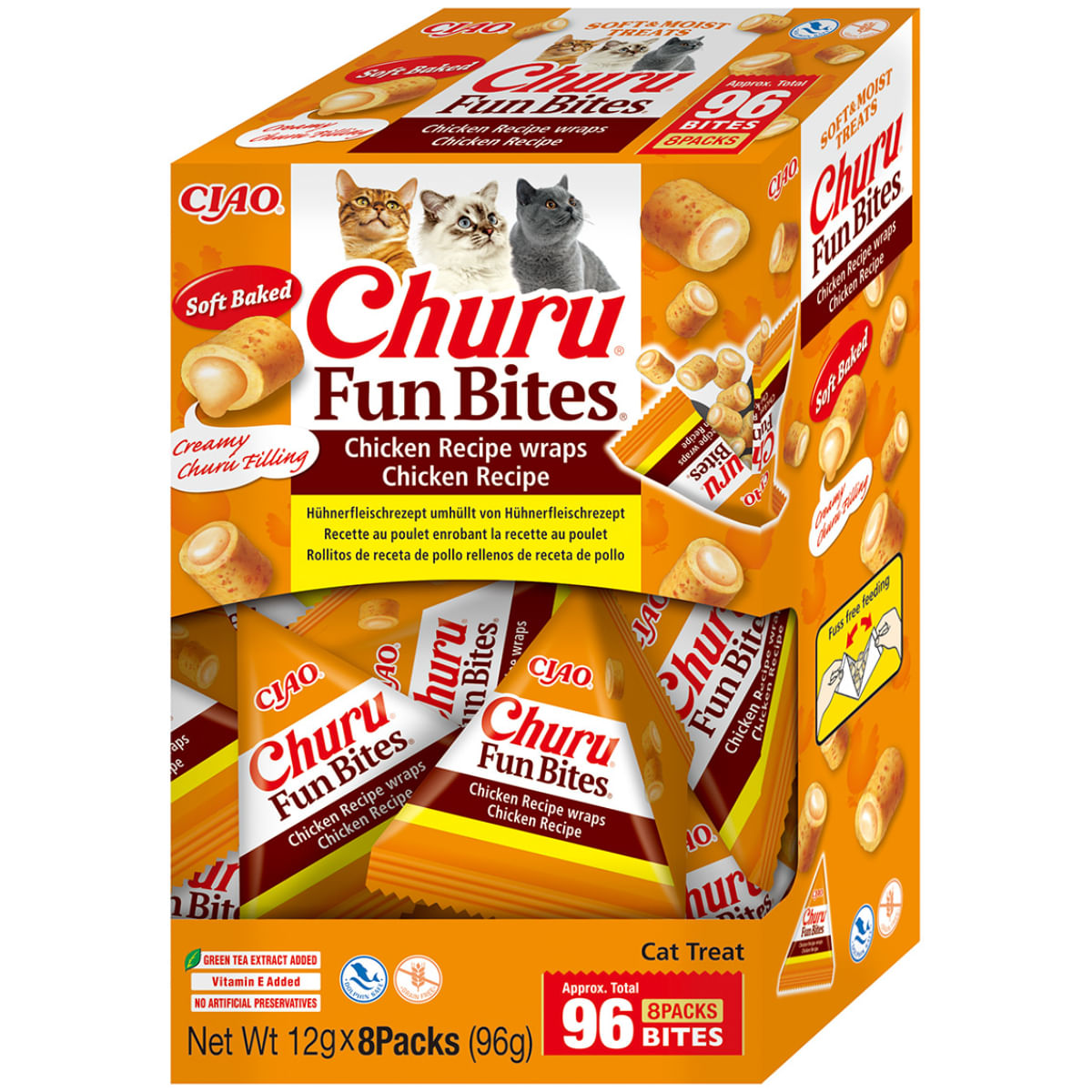 INABA Churu Fun Bites, Pui, cutie recompense fără cereale pisici, 96g - poza 2