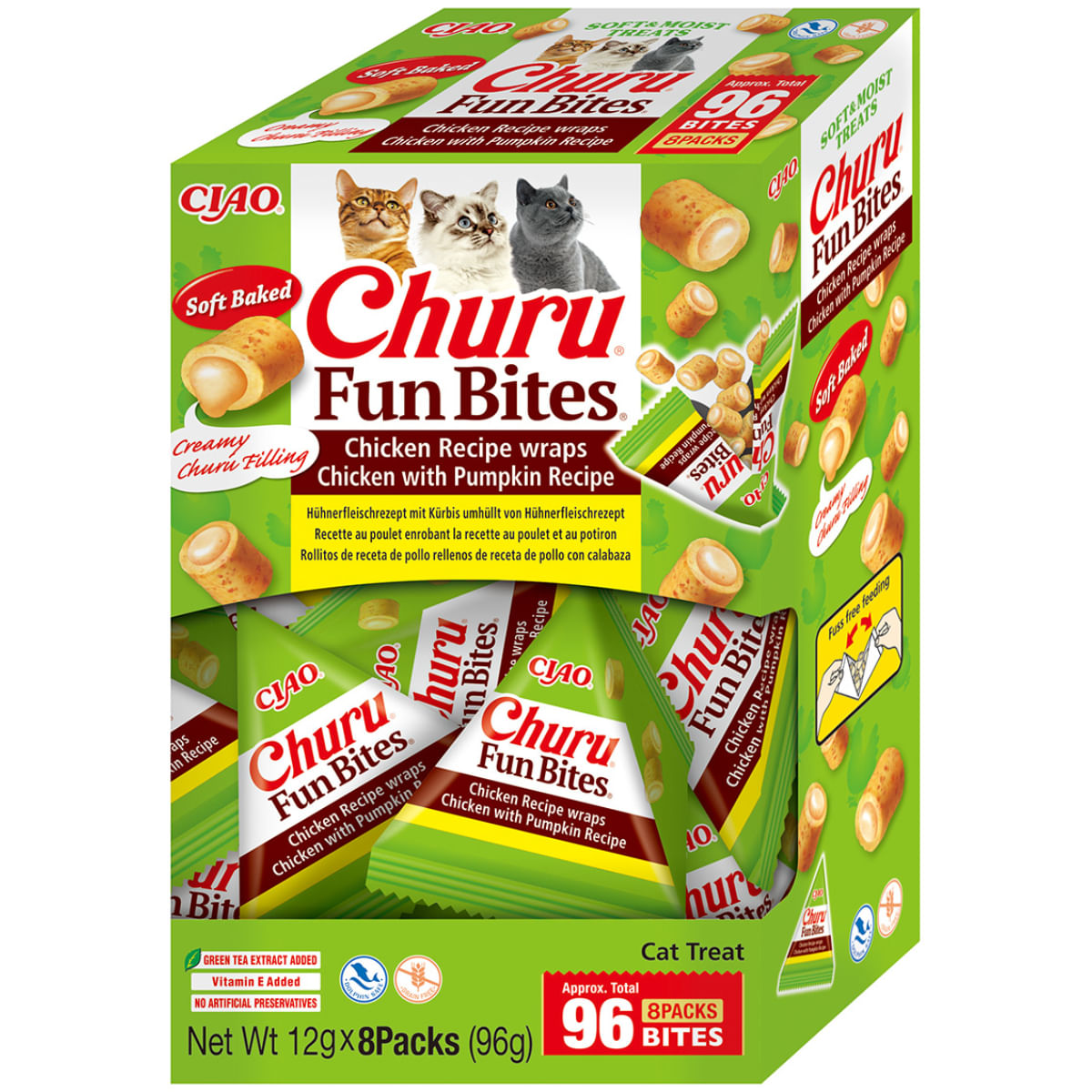 INABA Churu Fun Bites, Pui și dovleac, cutie recompense fără cereale pisici, 96g - poza 2