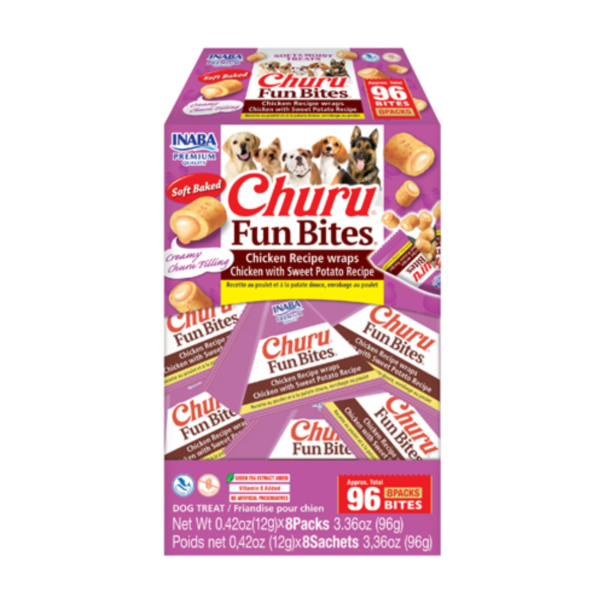 INABA Churu Fun Bites, XS-XL, Pui și Cartof Dulce, cutie recompense fără cereale câini, 96g - poza 2