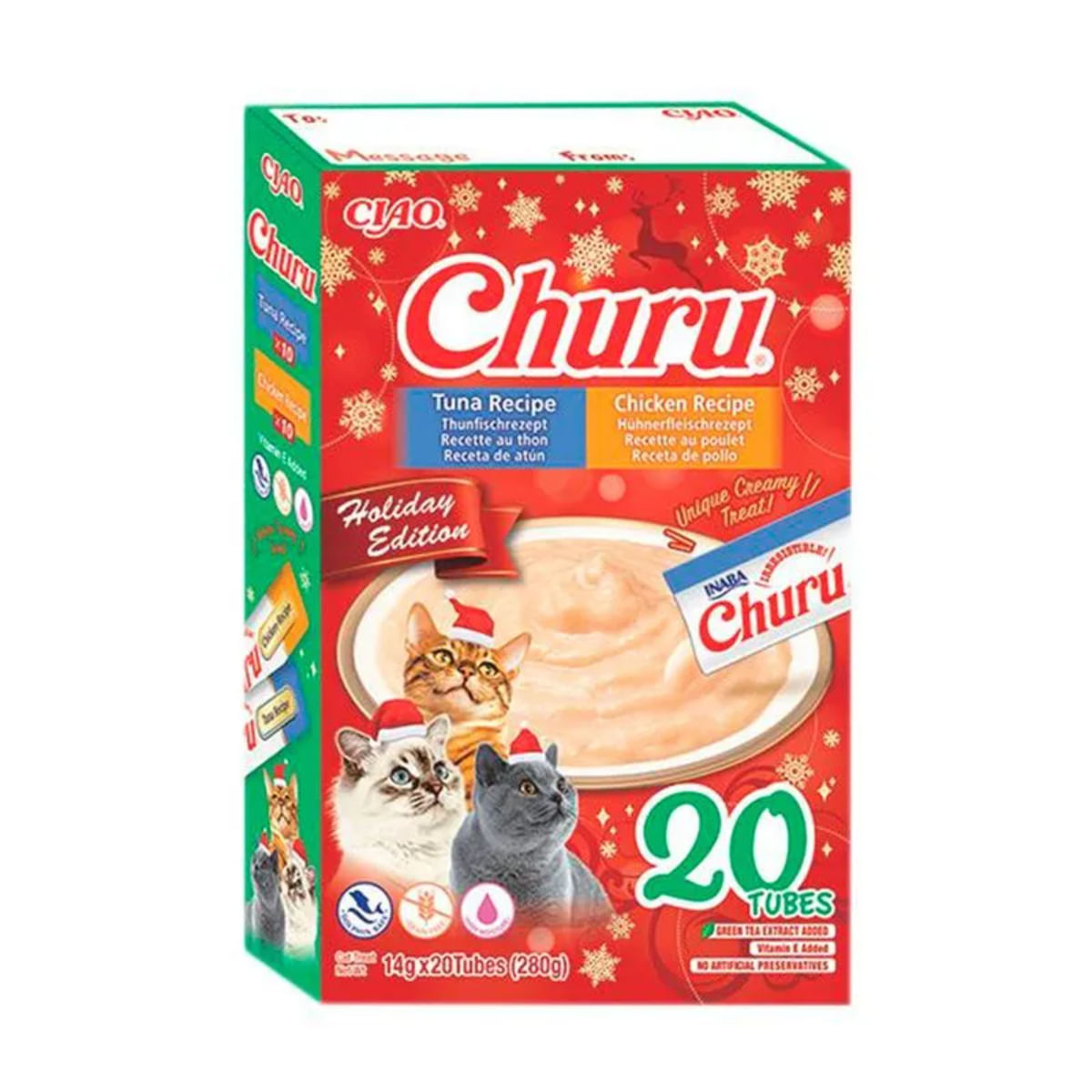 INABA Churu Holiday Edition Box, Pui și Ton, cutie recompense fără cereale pisici, (piure), 280g - poza 2