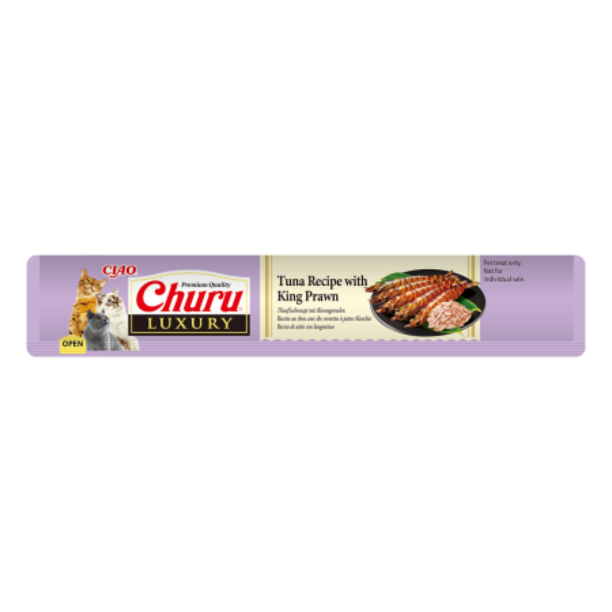 INABA Churu Luxury, Ton și Creveți, plic recompense fără cereale pisici, (piure), 56g - poza 4