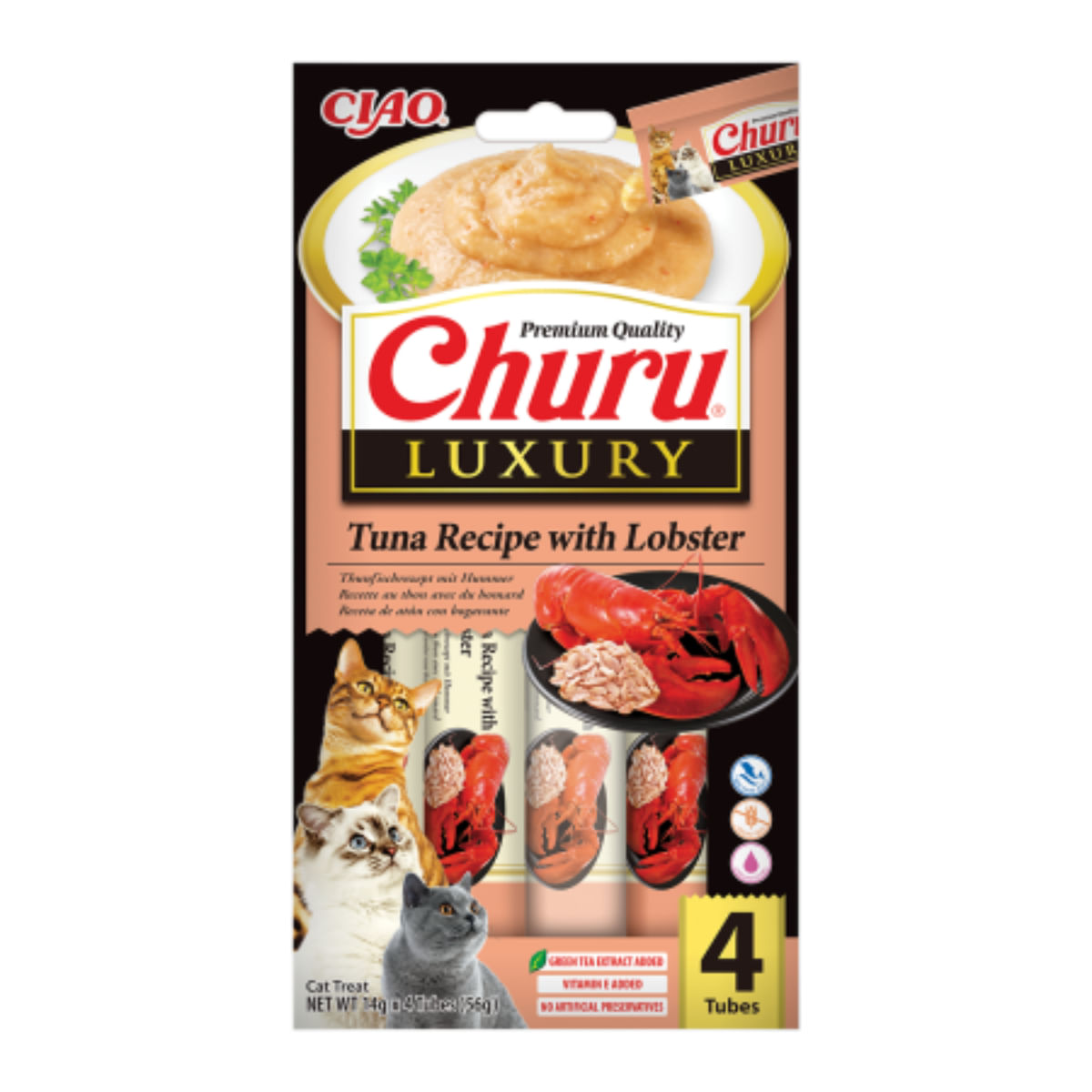INABA Churu Luxury, Ton și Homar, plic recompense fără cereale pisici, (piure), 56g - poza 1