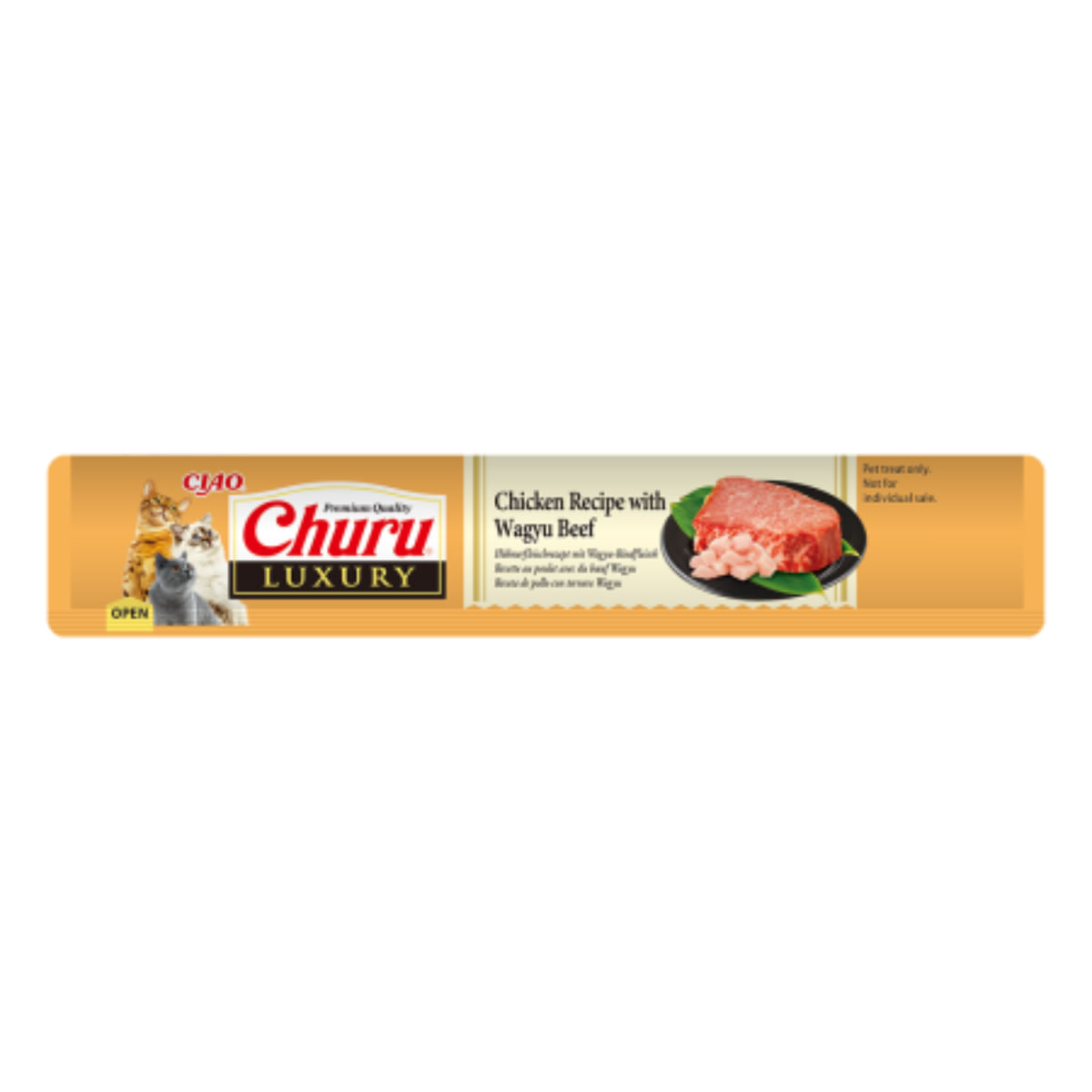 INABA Churu Luxury, Ton și Vită Wagyu, plic recompense fără cereale pisici, (piure), 56g - poza 4