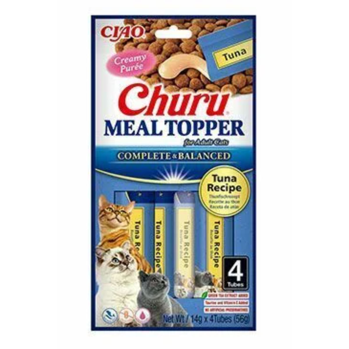 INABA Churu Meal Topper, Ton, plic, tub recompense fără cereale pisici, (piure), 56g - poza 1