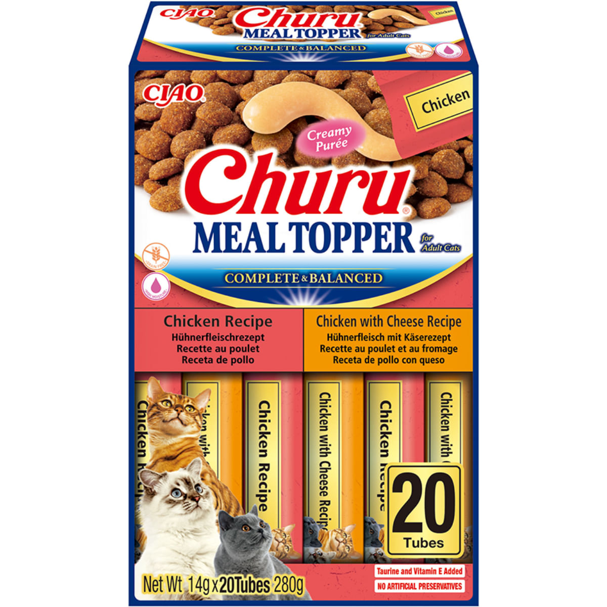 INABA Churu Meal Topper Varieties, Pui, cutie hrană umedă fără cereale pisici, (topping), 280g - poza 2
