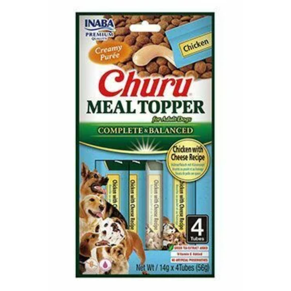 INABA Churu Meal Topper, XS-XL, Pui și Brânză, plic, tub recompense fără cereale câini, (piure), 56g - poza 1