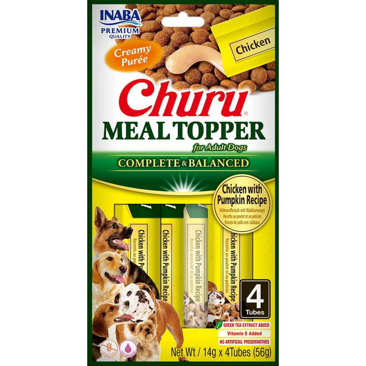 INABA Churu Meal Topper, XS-XL, Pui și dovleac, plic, tub recompense fără cereale câini, (piure), 56g - poza 2