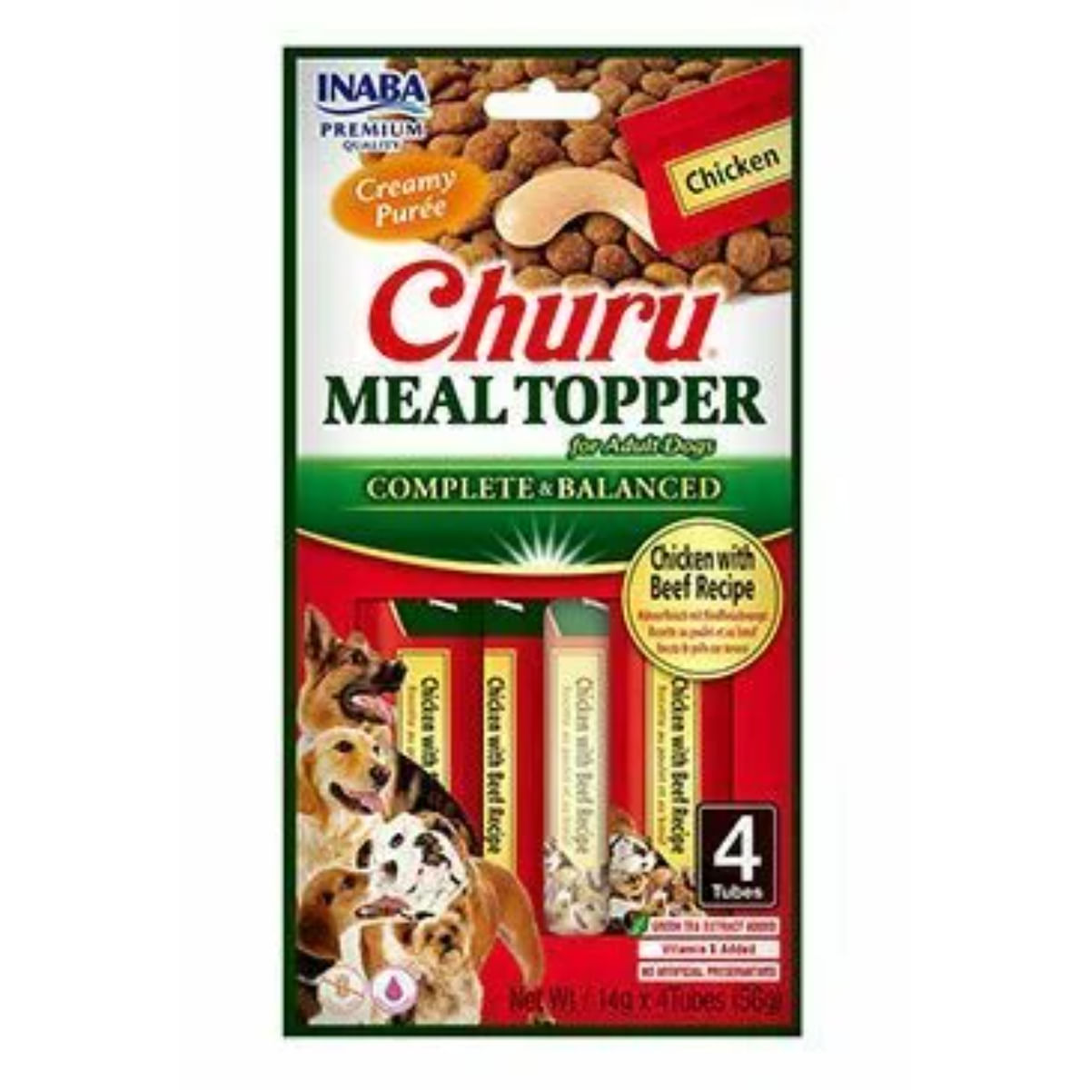 INABA Churu Meal Topper, XS-XL, Pui și Vită, plic, tub recompense fără cereale câini, (piure), 56g - poza 2