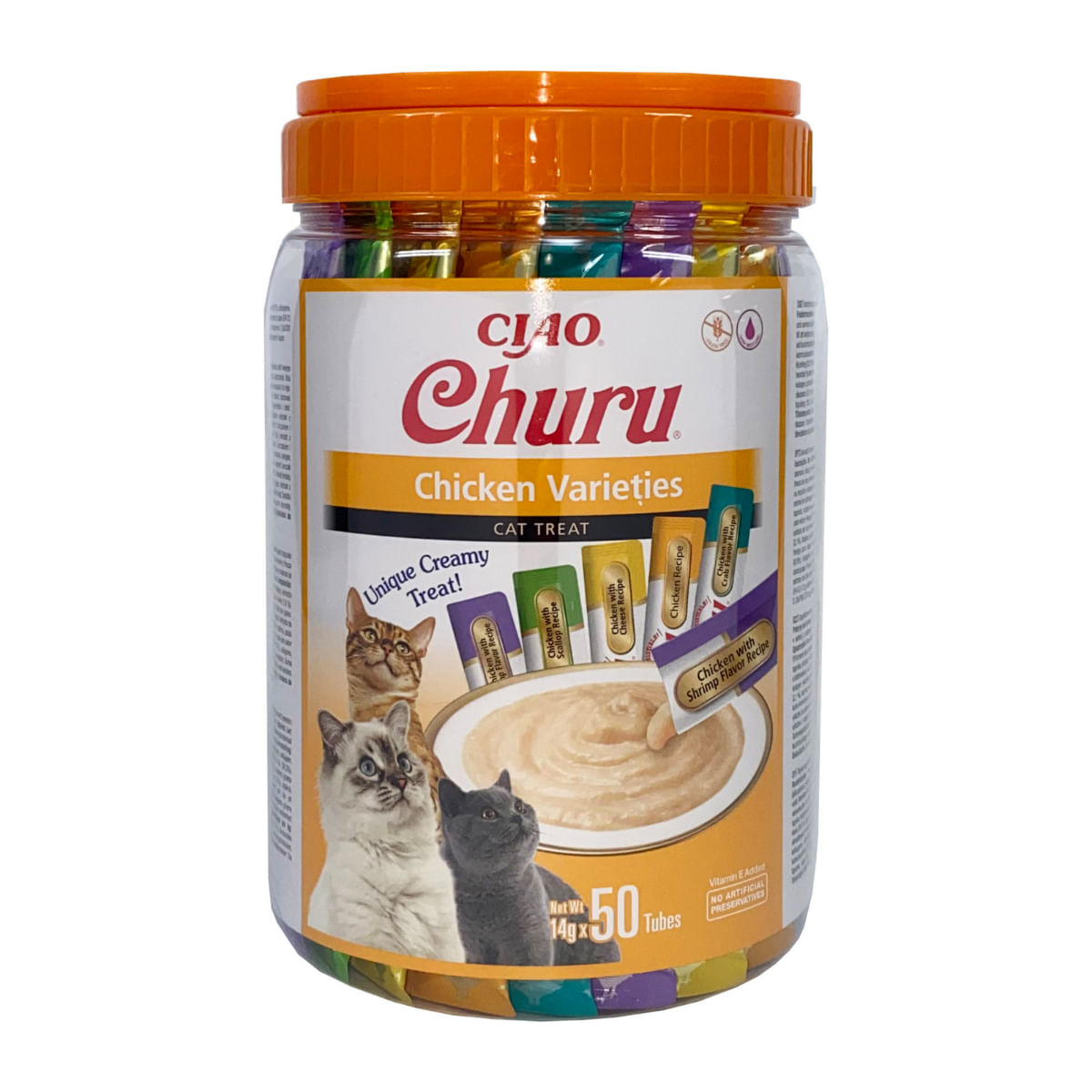 INABA Churu Varieties, Pui, găletușa, tub recompense fără cereale pisici, (piure), 700g - poza 1
