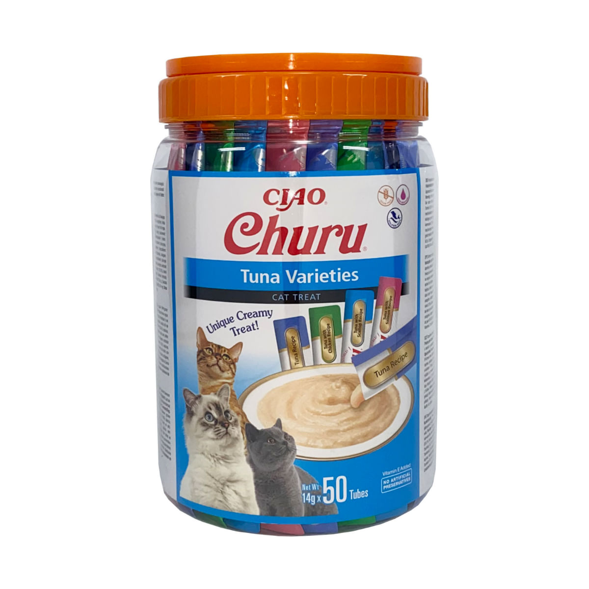 INABA Churu Varieties, Ton, găletușa, tub recompense fără cereale pisici, (piure), 700g - poza 2